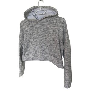 90 Degree by Reflex Cropped Womens Hooded white & grey patterned Sweater Sz Med